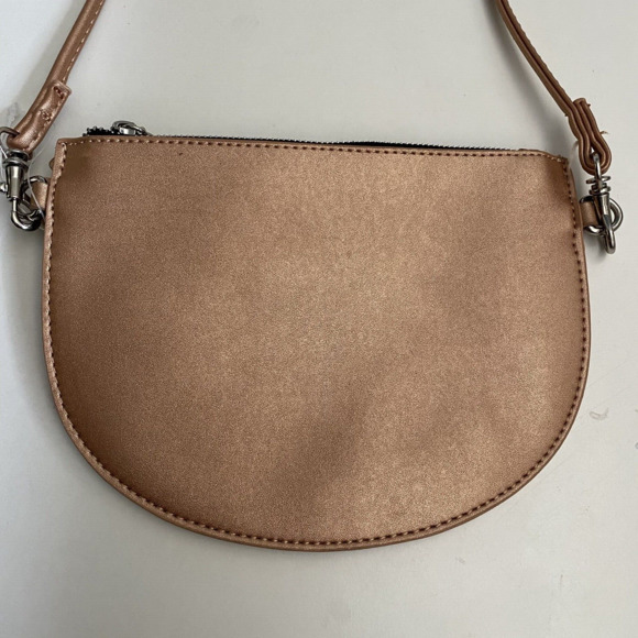 NWOT ZAC POSEN Celia Rose Gold Crossbody Bag Top Zip Flower Zipper Pull - Picture 4 of 6